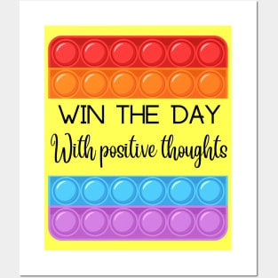 Win the day with positive thoughts Square design Posters and Art